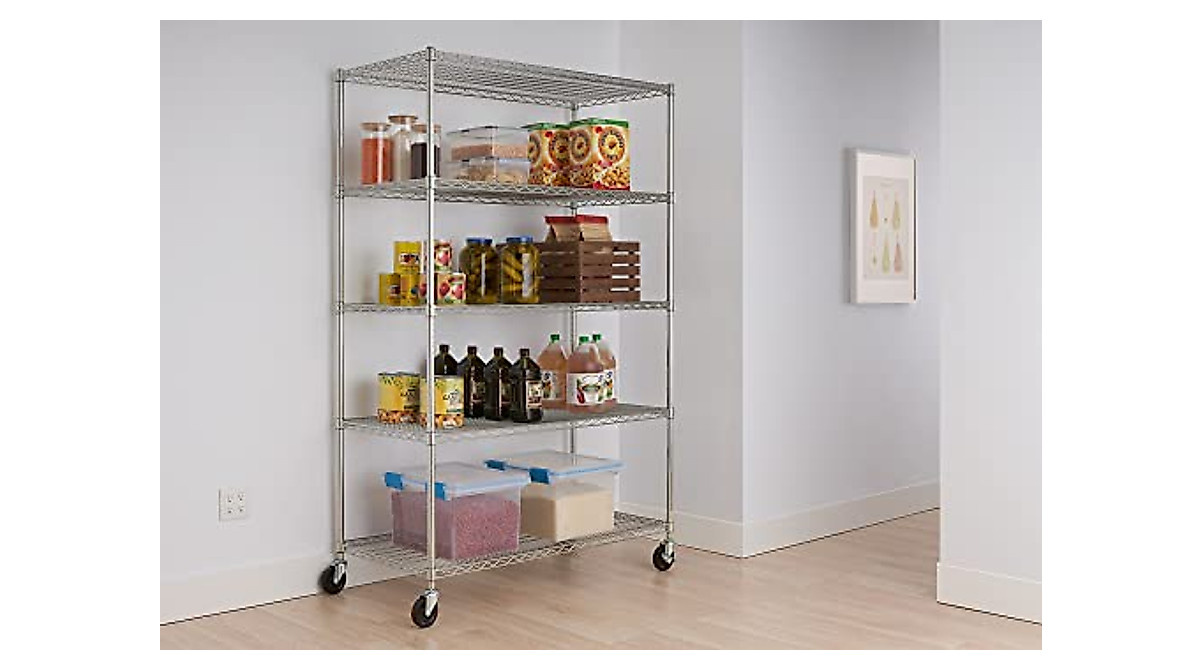TRINITY EcoStorage 5-Tier Shelving Rack with Wheels
