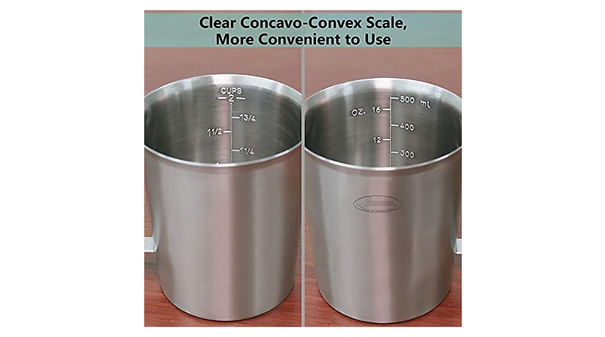 Newness Stainless Steel Measuring Cup - 3 Scales, 16oz