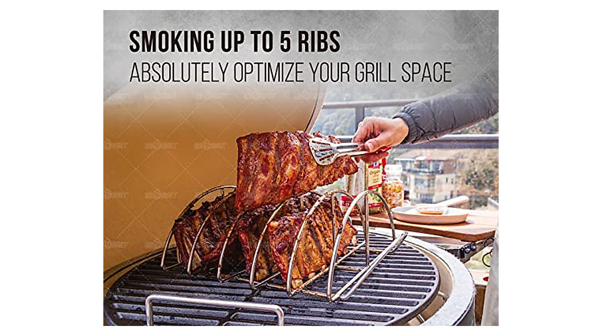 GriAddict BBQ Rib Racks for Smoking - Expand Grill Space & Even Cooking