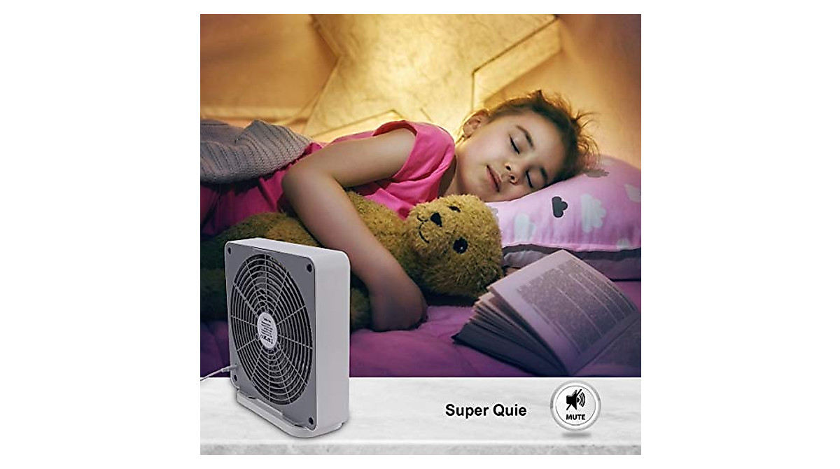 SONBION 10-Inch Box Fan - Quiet & Powerful Three Speeds