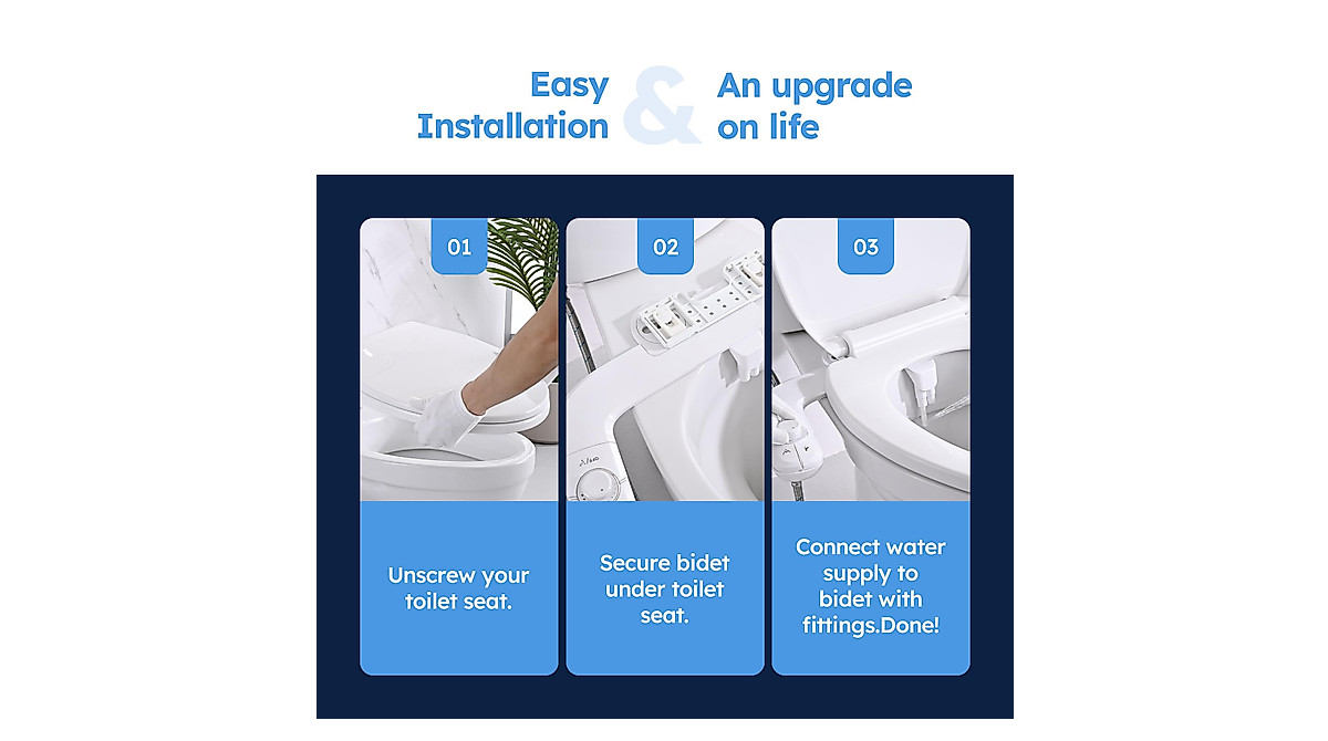Arofa Bidet Attachment - Self-Cleaning, Adjustable Water Pressure