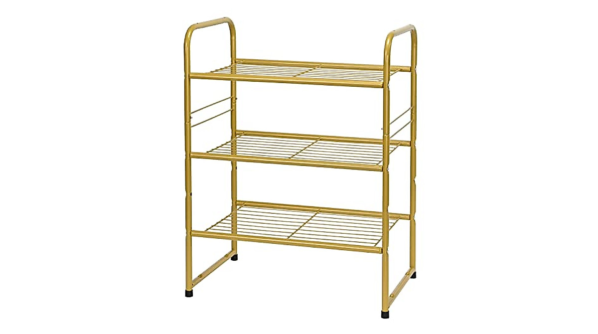 Wkokos 3-Tier Gold Shoe Rack | Sturdy & Stackable