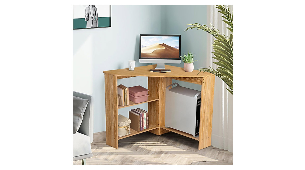 HEVIRGO Triangle Corner Desk for Small Spaces