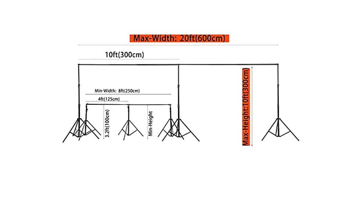 Kate 10x20ft Photography Backdrop Frame Stand | Heavy Duty Support System