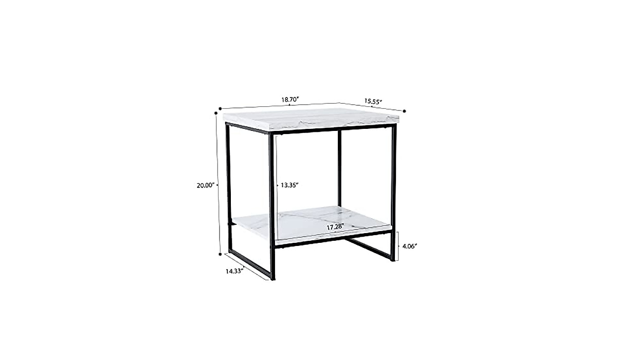 Tilly Lin Faux Marble Side Table - Elegant 2-Tier Coffee & Nightstand
