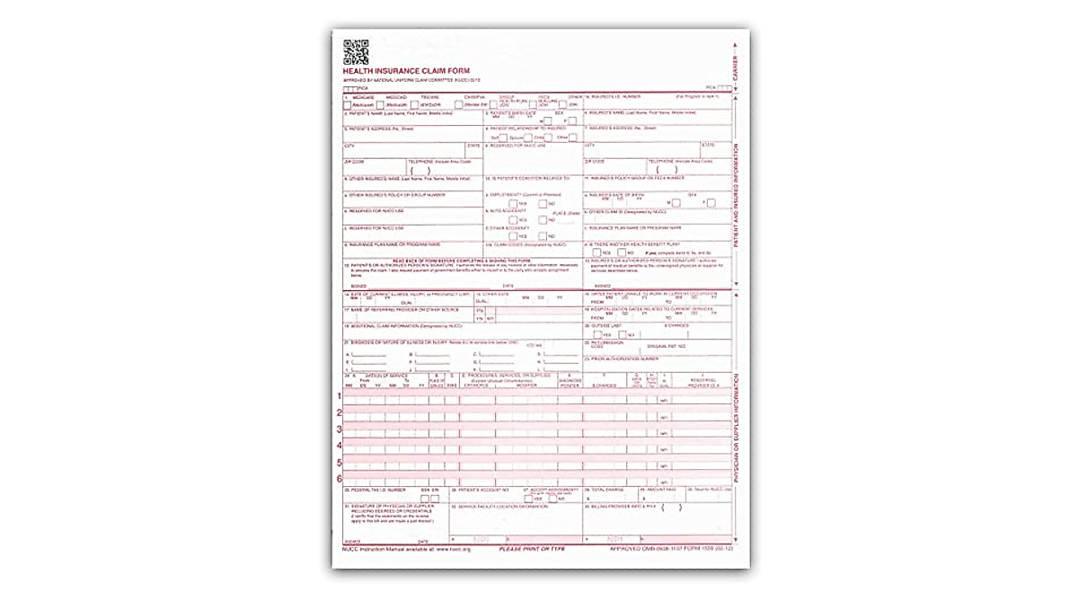 CMS-1500 Health Insurance Claim Forms - 500 Pack