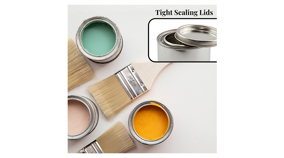 Cornucopia Metal Paint Cans with Lids - 6-Pack of Half Pint Size Containers