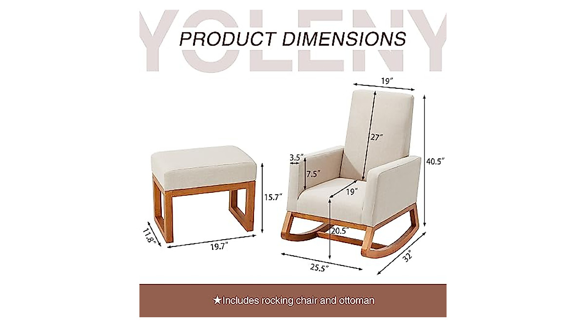 YOLENY Rocking Chair & Footstool - Cozy Nursery Glider