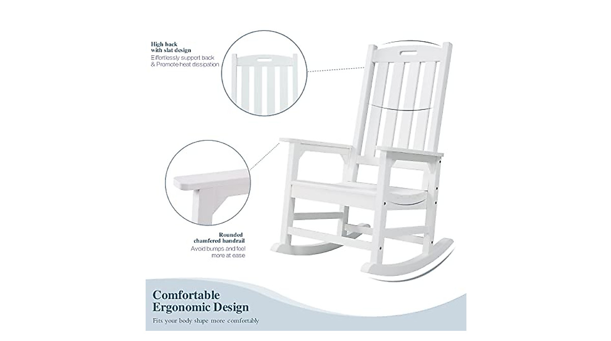 Psilvam Poly Lumber Rocker: All-Weather, Wood-Look Patio Chair