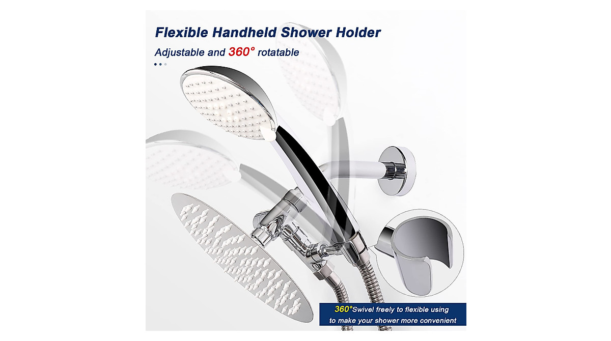 NearMoon Solid Brass G1/2 Shower Arm All Metal Universal 3-Way Diverter Valve for Handheld and Fixed Head, Replacement Component Adapter (Matte Black
