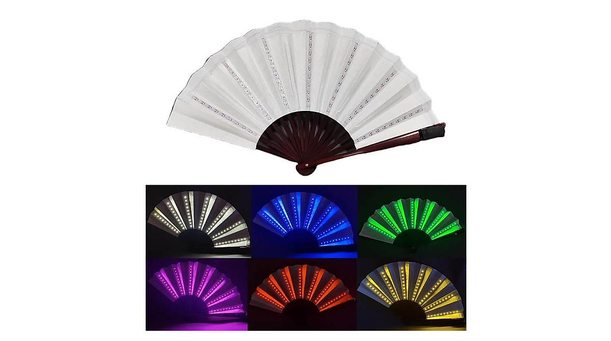 LATROVALE LED Folding Fan for Stage & Parties | Light Up Hand Fan
