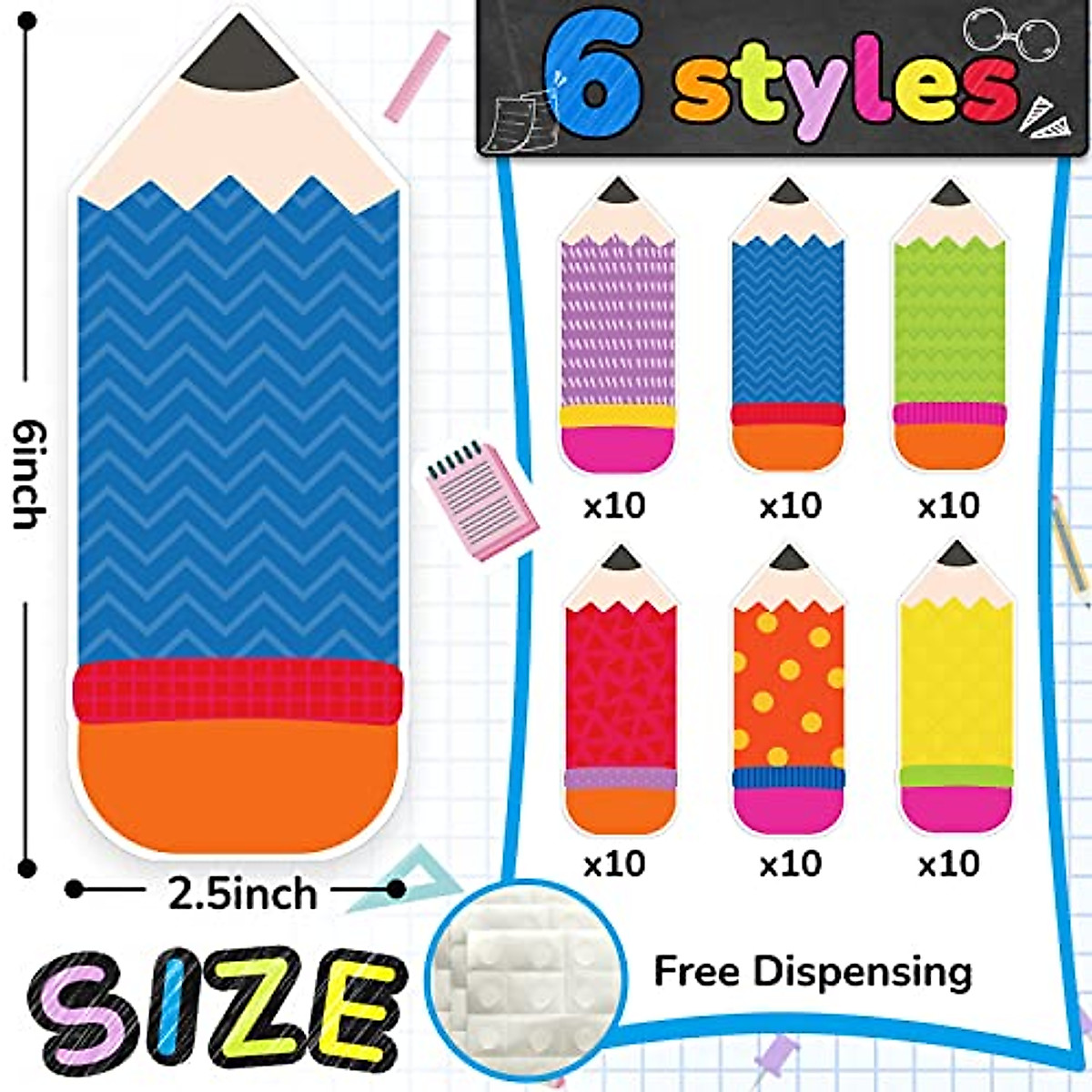 Vibrant 60 Pack Colorful Pencil Name Tags for Classroom & Home