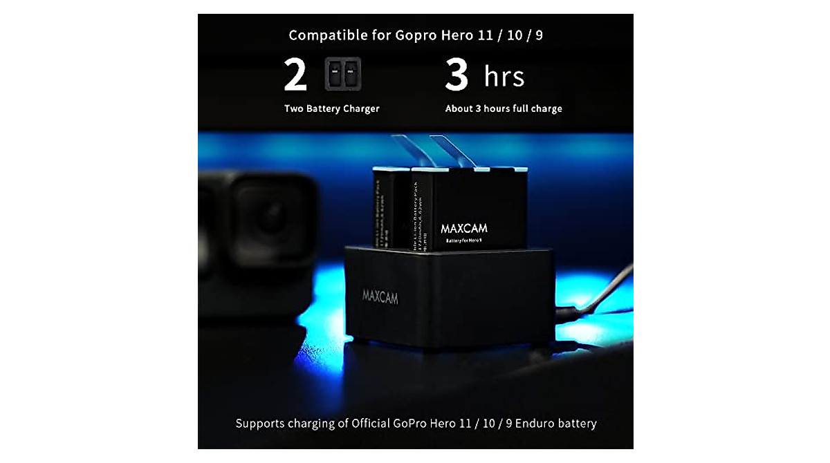 MAXCAM Dual Battery Charger for GoPro HERO11/HERO10/HERO9 - Fast & Safe ...