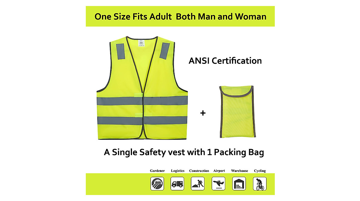 Lavori-AK Safety Vests 10 Pack - Yellow Reflective High Visibility ...