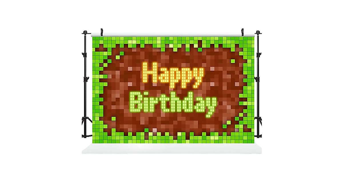 Ticuenicoa 5×3ft Pixel Backdrop for Kids Birthday & Party Decor