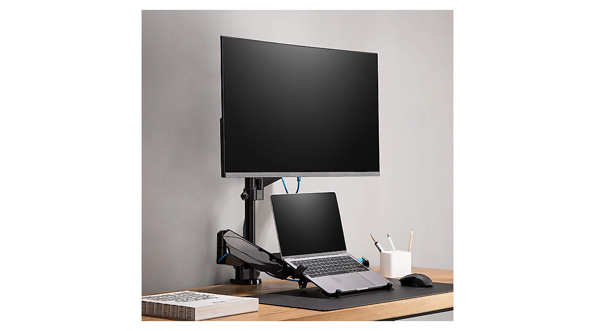 AVLT Laptop & Monitor Mount – Adjustable Dual Motion Desk Arm