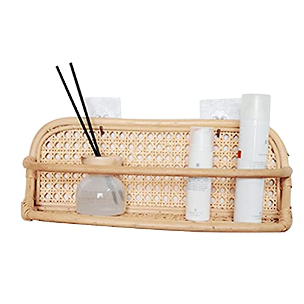 Dsxnklnd Rattan Wall Mount Rack - Minimalist Bathroom & Kitchen Organizer