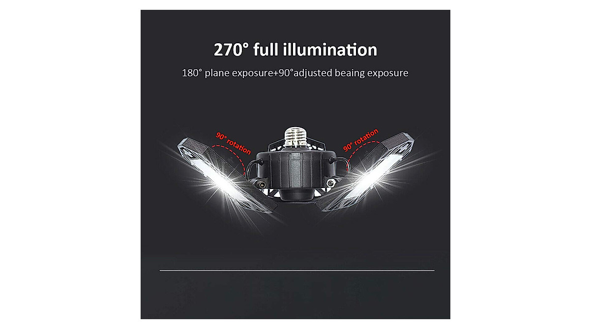 KONPWAY 6000 Lumen LED Garage Light - Daylight 6500K, Deformable ...