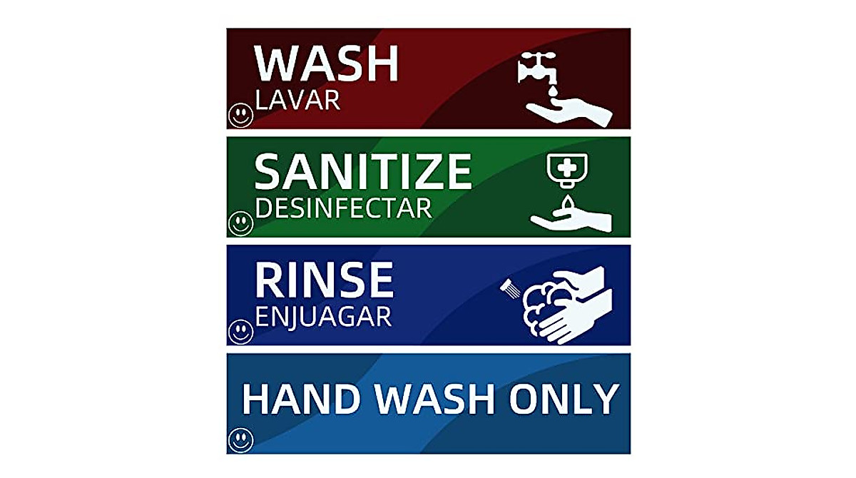 Wash Rinse Sanitize Labels for Commercial Kitchens