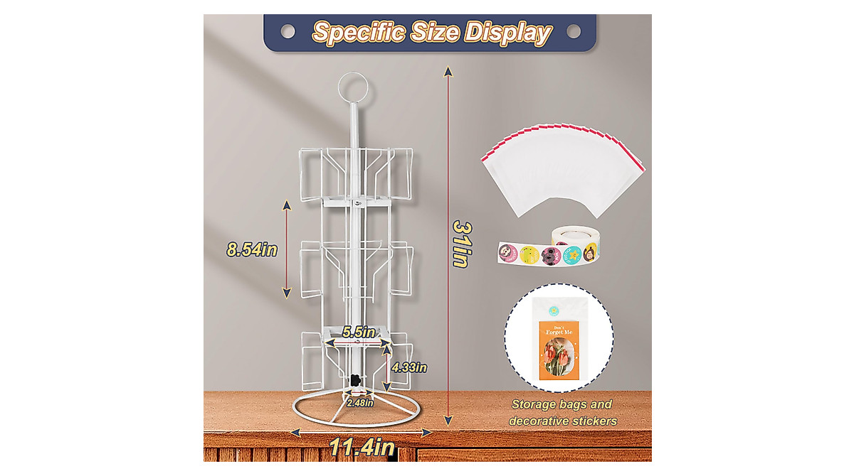 Liitrton 3-Tier Rotating Card Display Rack for Retail