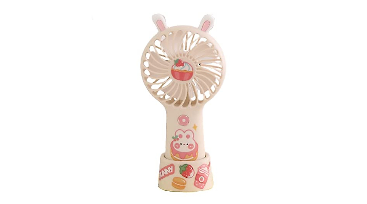 Kawaii Portable Fan with Stickers - Rechargeable Handheld Desk Fan