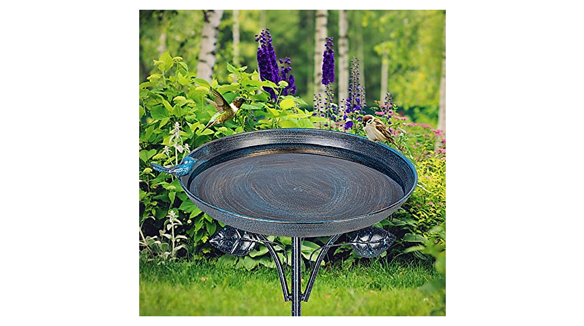 dreaysoul Bird Bath 12 Dia Bowl, etal Birdbath with Feeder, Pedestal