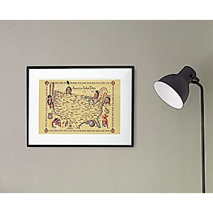 Native American Tribes Map Wall Art - Cultural History Poster 18x12