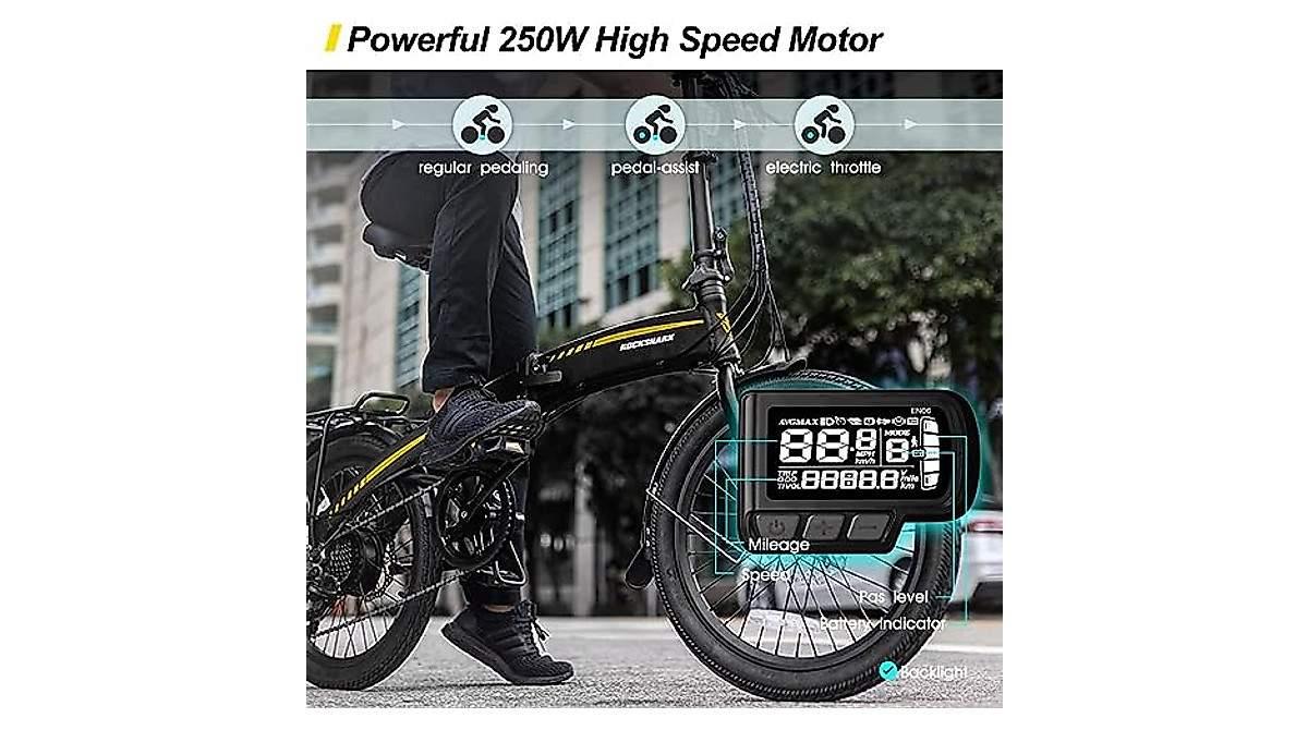 HILAND Rockshark 20-inch Foldable Electric Bike for Adults