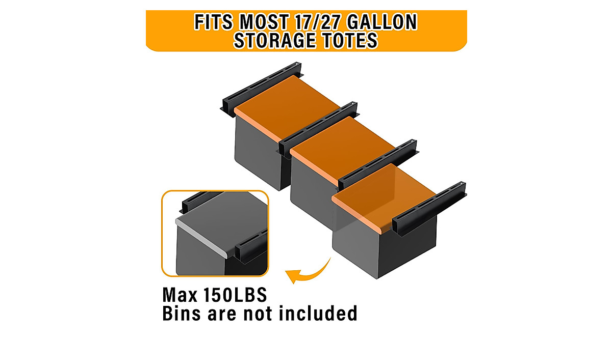 Garage Overhead Storage Racks for Bins | Adjustable Ceiling Totes