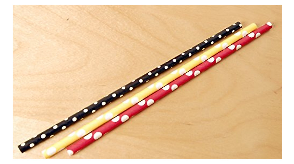 Charmed Red Yellow Black Polka Dot Paper Straws - 75pk for Parties