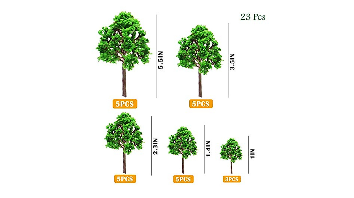 Realistic 23-Piece Model Trees Set for Scenic Miniatures