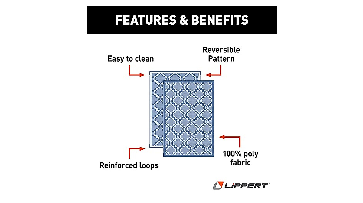 Lippert Reversible All-Weather RV Patio Mat - Durable & Stylish