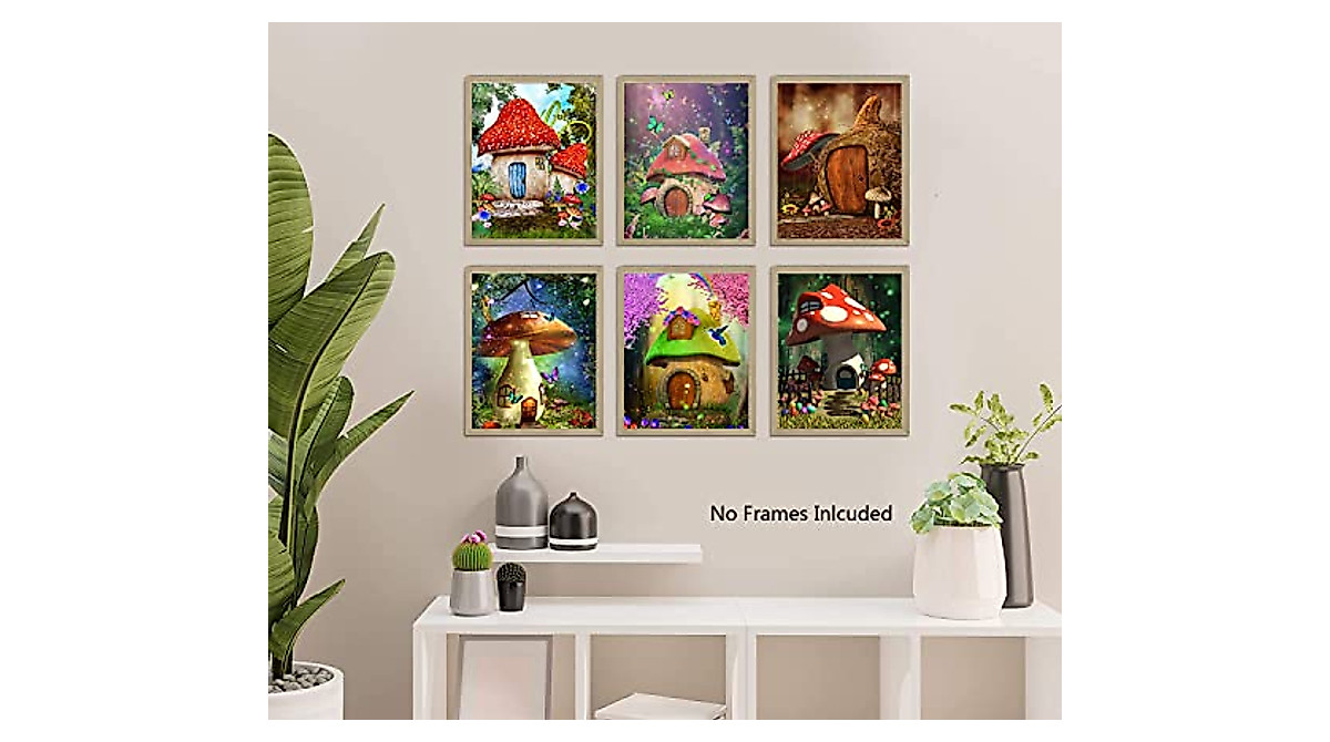 Cartoon Mushroom Wall Art Set - Fairy Tale Posters for Kids & Bedrooms