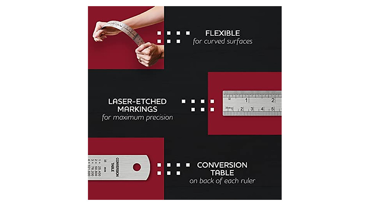 Breman Precision Metal Ruler Set - 3 Pack for Accuracy