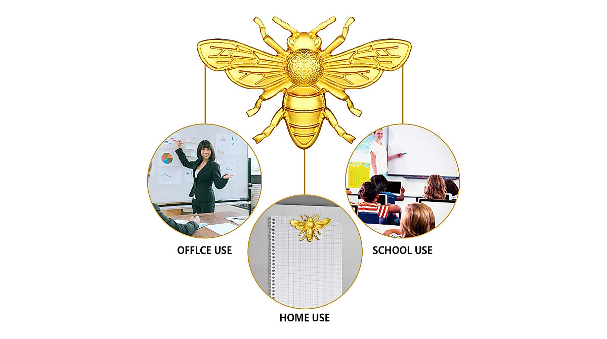 12 Pack Gold Bee Refrigerator Magnets - Durable & Cute Home Decor