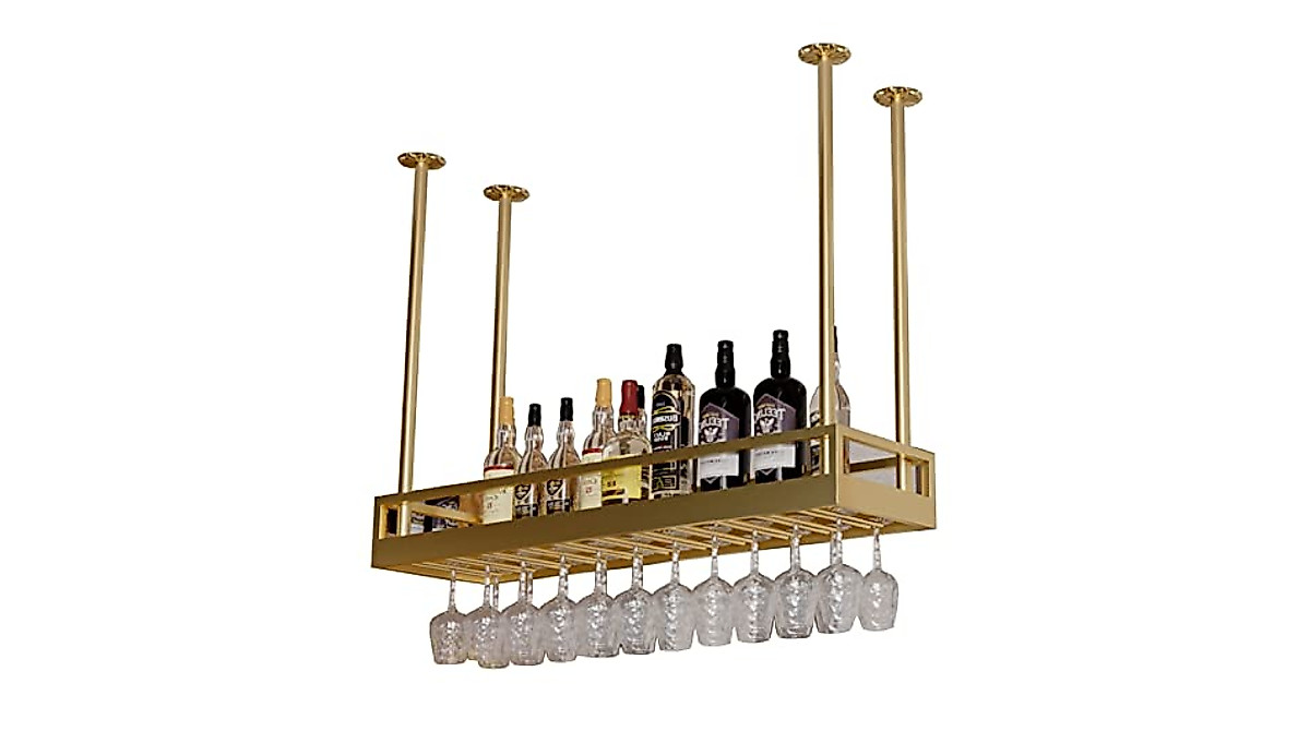 Stylish Ceiling Wine Rack for Home & Bar Storage