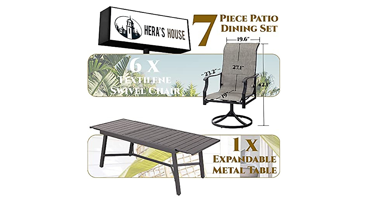 HERA'S HOUSE 7-Piece Patio Dining Set for 6