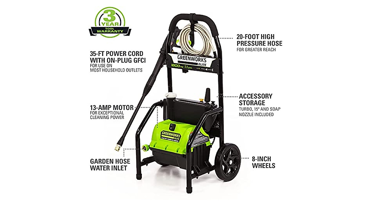 Greenworks PW-1800 Electric Pressure Washer - Powerful Outdoor Cleaning