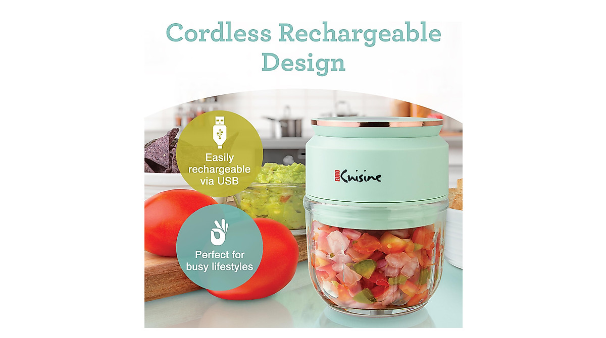 Euro Cuisine Mini Cordless Chopper - Rechargeable Convenience