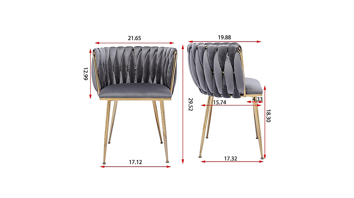 TXFTRR Velvet Dining Chairs Set of 2 - Modern Gold Leg Design