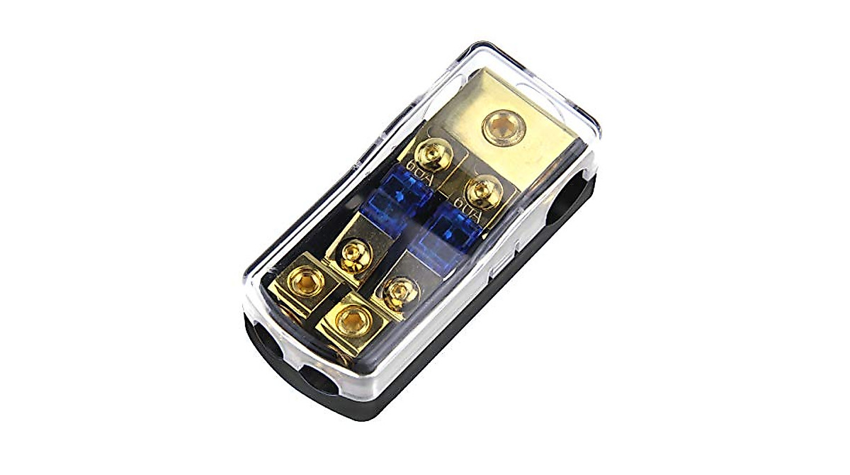 ZOOKOTO 5-Way Car Audio Power/Ground Distribution Block – 0/2/4 GA Input, 2/4/8 GA Outputs, ANL Fuse Compatible, Platinum-Plated, Corrosion Resistant, For Auto, Boat, ATV