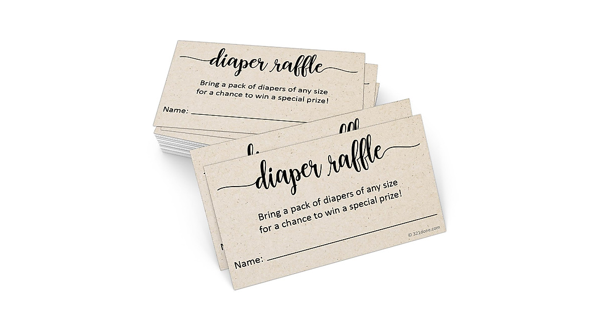 321Done Baby Shower Diaper Raffle Tickets - 50 Pack
