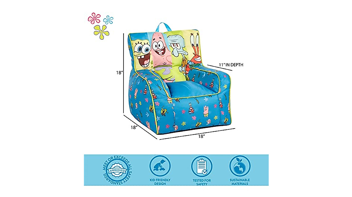 Idea Nuova Spongebob Kids Bean Bag Chair - Supportive & Colorful