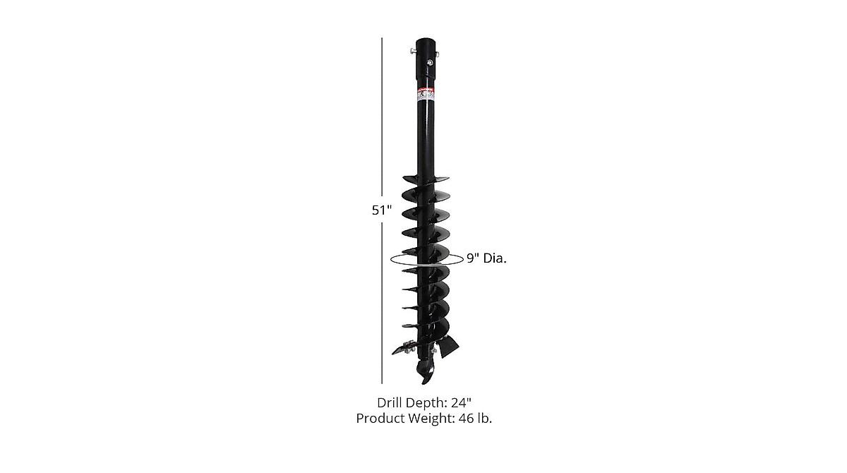Titan Attachments 6" Auger Bit For 3-Point Post Hole Digger – 24" Drilling Depth
