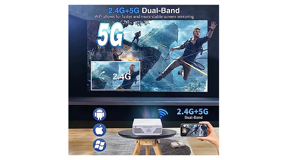 WiFi & Bluetooth Projector with 1080P Resolution