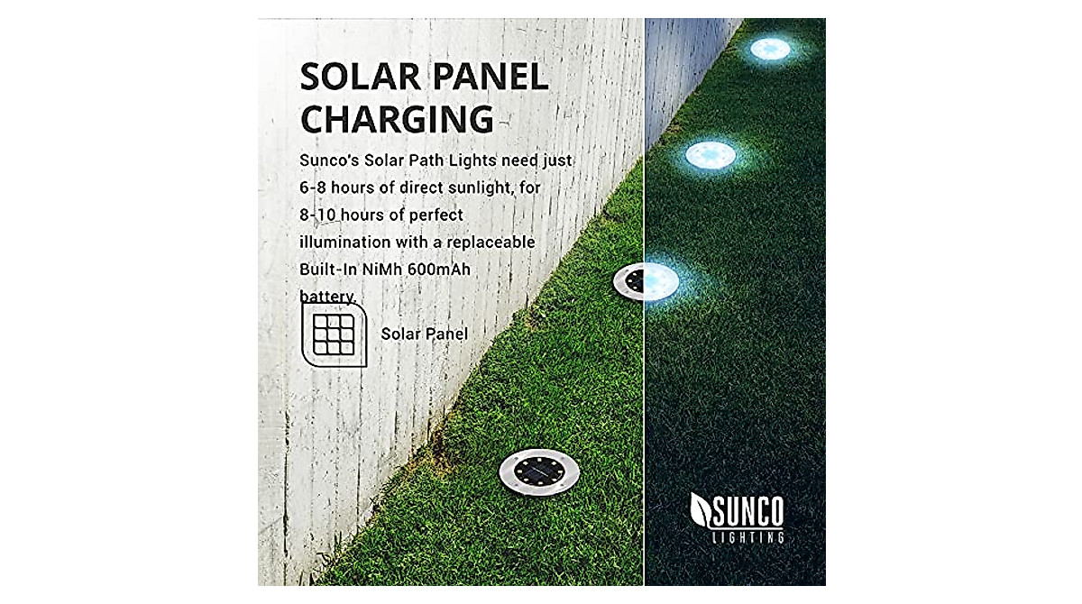 Sunco Solar Outdoor LED Lights: Waterproof Garden Pathway