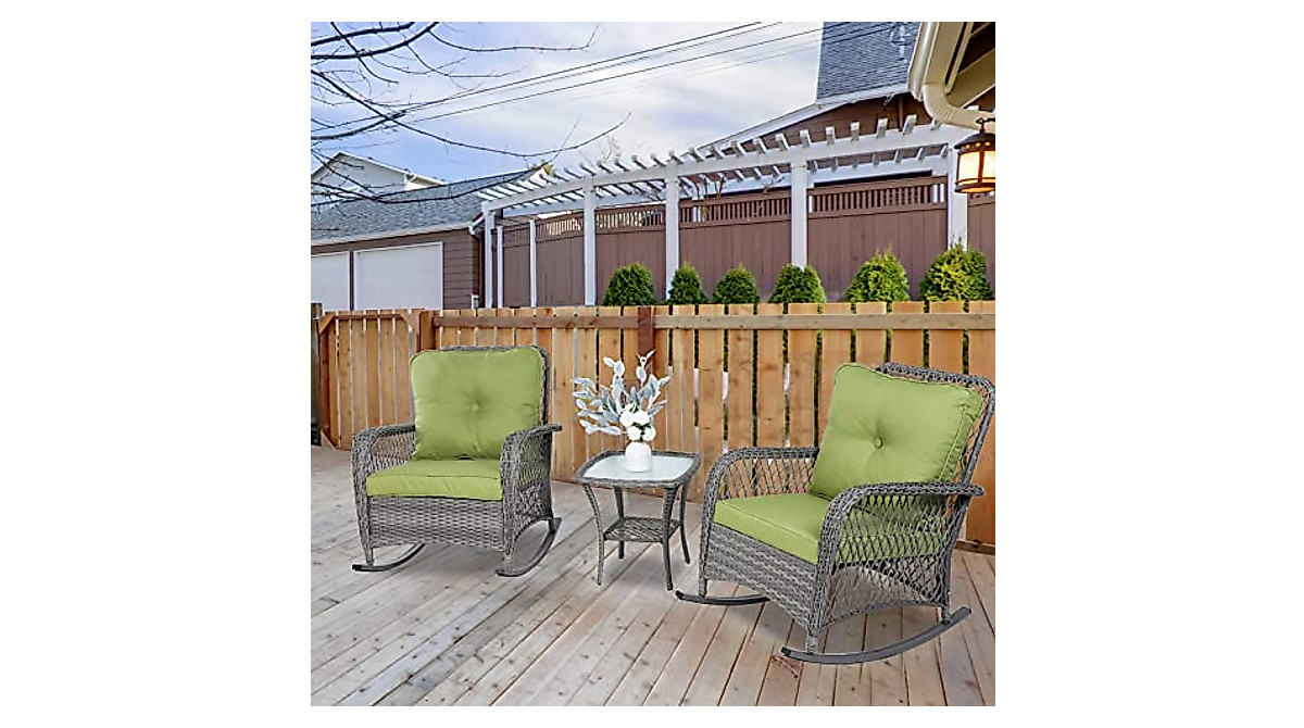 VONZOY Outdoor Rocking Chairs – Stylish Wicker Patio Furniture with ...