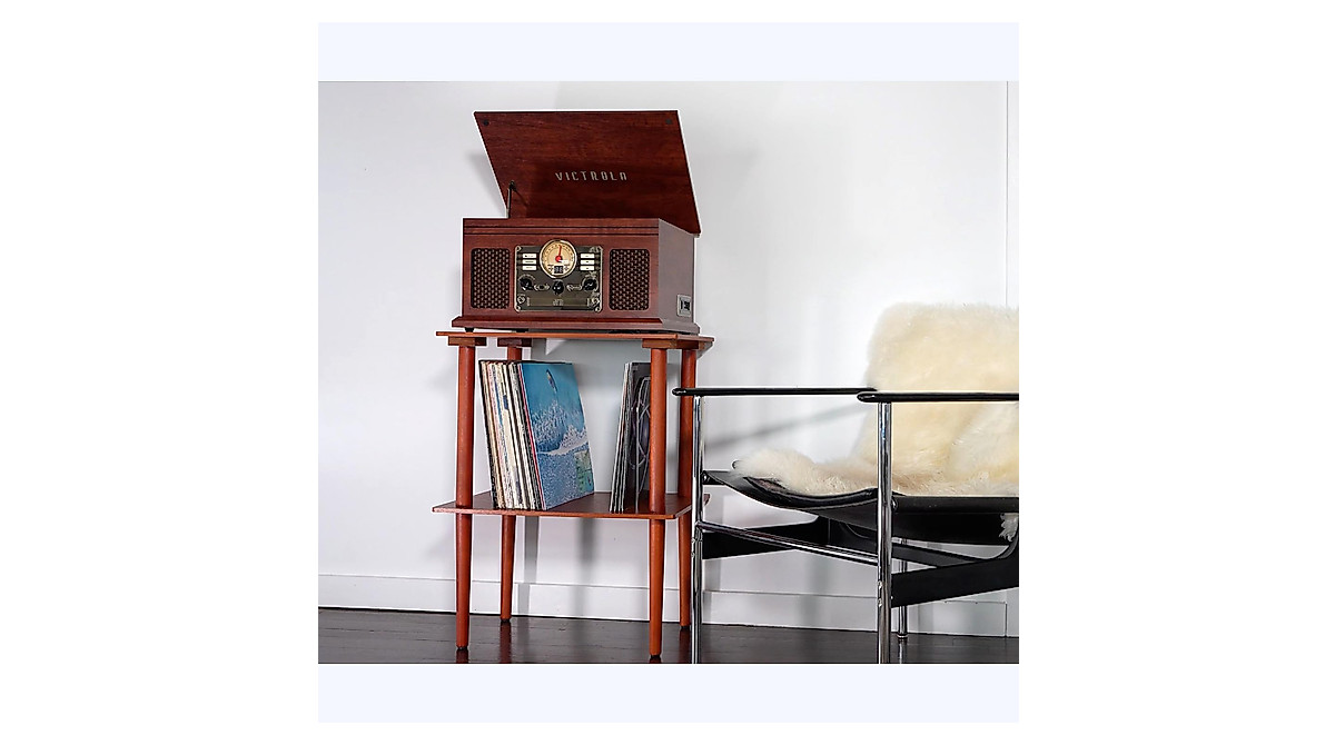 Victrola Record Stand Turntable - Elegant White Design
