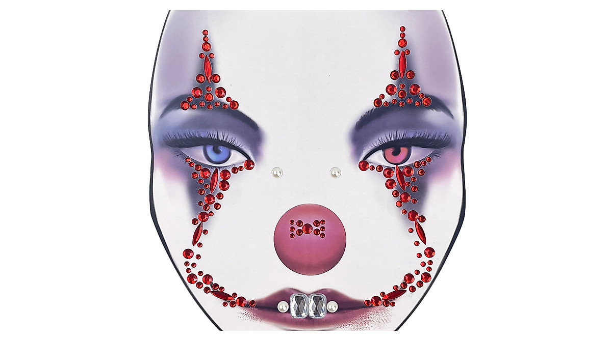 2 Pack Day Of The Dead Skull Rhinestone Face Tattoos for Halloween ...