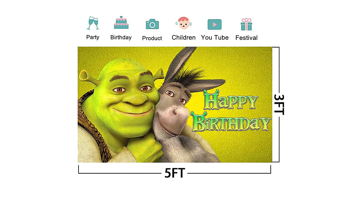Shrek Birthday Backdrop for Kids Party Decorations